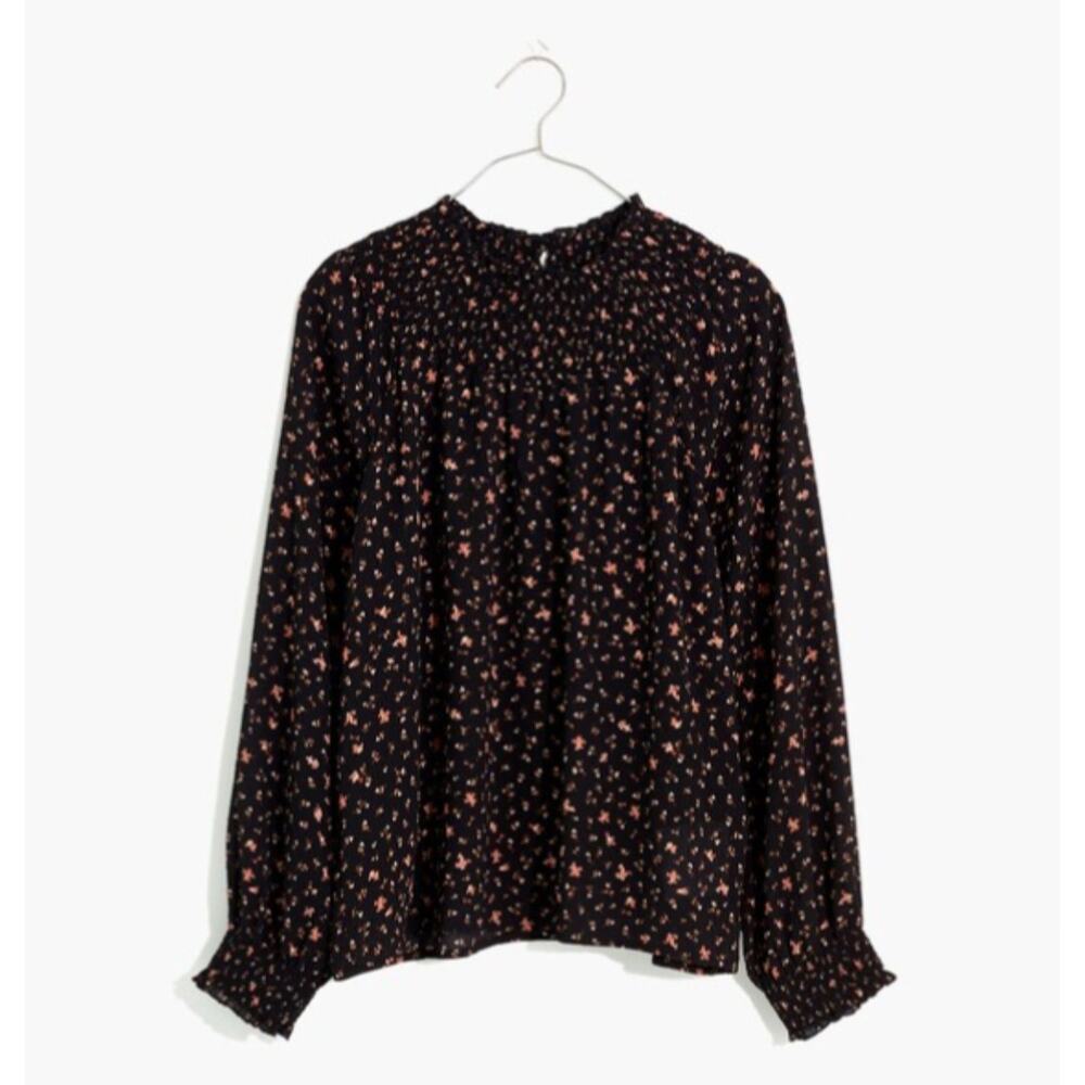 MADEWELL sz 2X Smocked-Neck Ruffle Top in Stem Scatter - Picture 2 of 4
